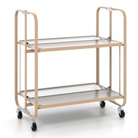 *2-Tier Mobile Serving Cart With Tempered Glass Sh