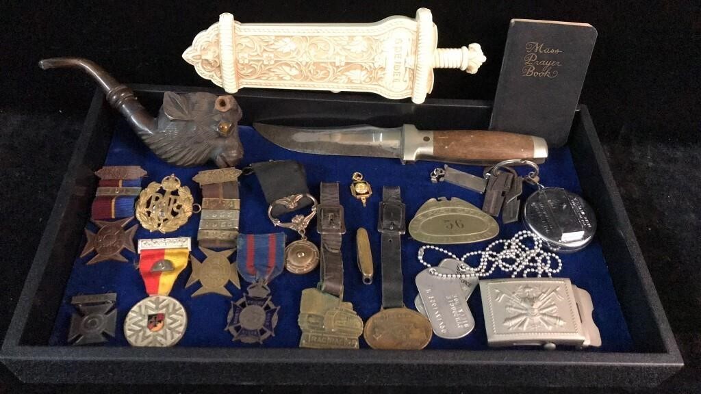 Men’s Collectibles - Medals, Pipe, Knife, Fobs ++