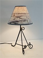 METAL LAMP/EASEL - 17" TALL - SHADE HAS SOME MARKS