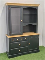 GREEN CUPBOARD WITH HUTCH TOP -2 PIECE