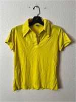 Vintage Femme 70s Polyester Yellow Shirt