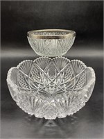2- Cut Glass Bowls, 1 w/ Platinum Rim from England
