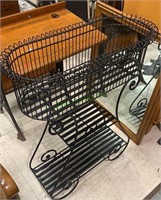 Black metal basket planter with two level