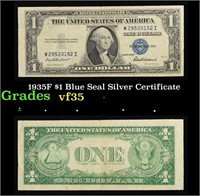 1935F $1 Blue Seal Silver Certificate Grades vf++