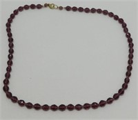 Amethyst Glass Bead Necklace - 24” Long