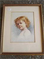 Watercolor of Child in 10”X12” Frame.