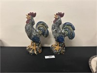 Pair Of Ceramic Roosters