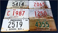 Lot of 6 Indiana Bus license plates