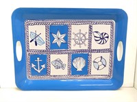 Nautical serving tray melamine blue white