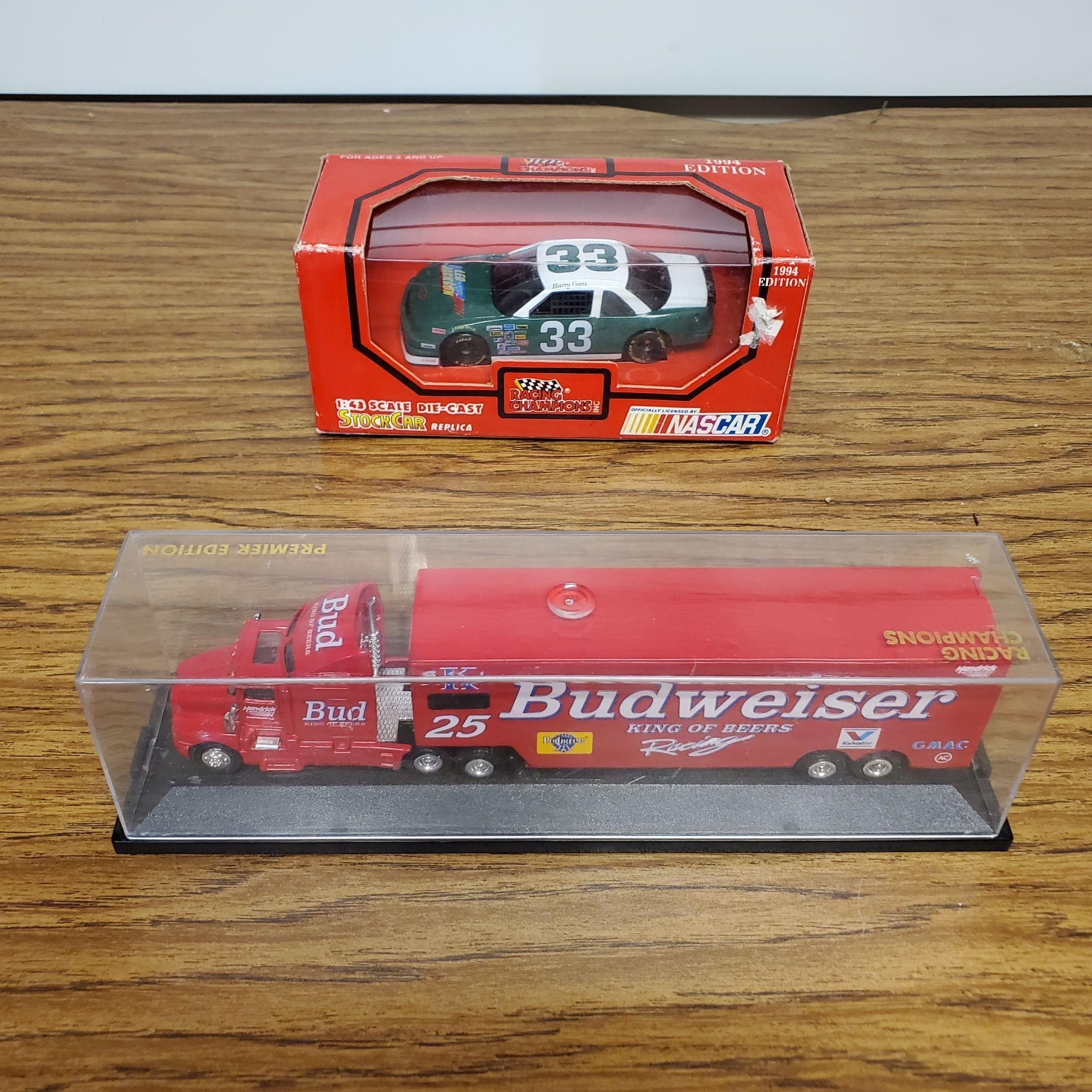 Budweiser Truck and Nascar #33 Race Car