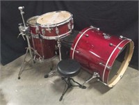 Red Premier England drum set