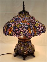 Tiffany Style Stained Glass Lighted Base Table