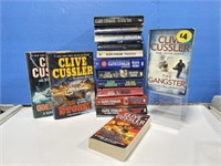 Tray of Clive Cussler Novels