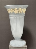 Wedgwood Blue Vase Embossed 6.5 " Tall