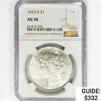 1923-D Silver Peace Dollar NGC AU58