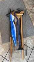 Three newer design, canes, homemade broom,