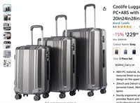Coolife Luggage Expandable Suitcase, 3 Piece Set