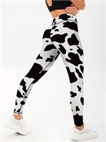 Cow Print High Waist Yoga Leggings Large