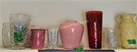 Collection Of Flower Vases. Glass, Ruby.optic