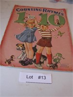 1942 Counting Rhymes 1 to 10 Linen Book