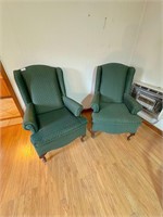 2 matching wing back chairs