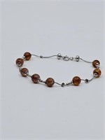 Sterling Silver 925 Bracelet with Amber