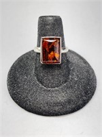 Sterling Baltic Amber Ring 3 Gr Size 6.75