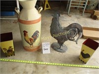 4pc Metal Chicken & Rooster Decor