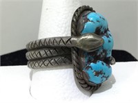 Silver Turquiose Ring Snake navajo size 12.5