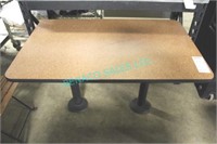 2X, 4' x 30" DBL PED TABLES W/ PATTERN TOP