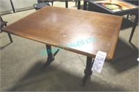 4X, 48" x 36" WOOD TABLES W/ DBL PED BASES
