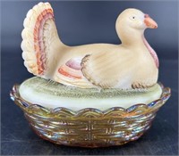 Beautiful Fenton Hp Turkey On The Nest By D
