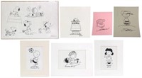 7 Pcs. Charles Schultz Signed Sketches