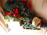 Asst. Christmas decor.- garland, wreaths, Lights,