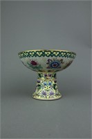 Chinese Gilt Famille Rose Stem Cup Qianlong MK