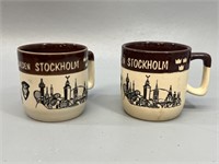 2 Sweden Stockholm Pottery Coffee Mugs