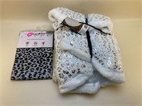 Leopard Print Shower Curtain Liner and Blanket