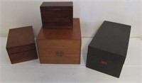 (4) Wooden file boxes including Globe Wernicke
