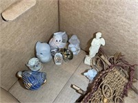 Box of small glass owl figurines
