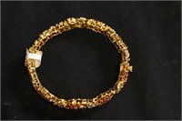 22kt. YELLOW GOLD RUBY & PEARL HINGED BANGLE