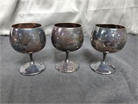 3 Piece Silver Plated Brandy Cups