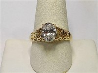 Gold Vermeil Sterling Silver 4-Carat CZ Solitaire