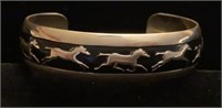 Sterling cuff horse motif  bracelet