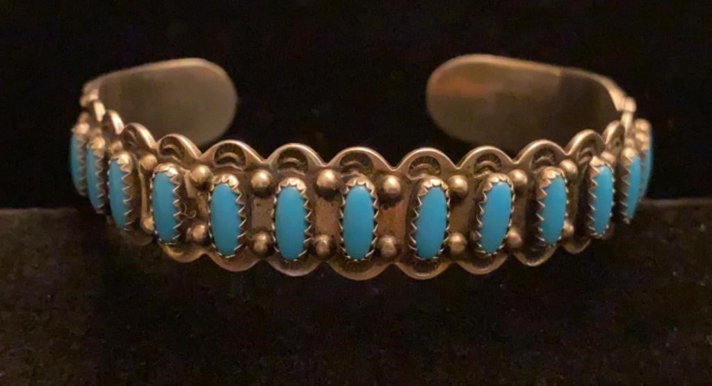 Sterling and turquoise cuff bracelet