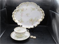 LIMOGES PLATTER AND MATCHING TEACUP & SAUCER