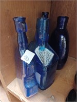 Lot of Cobolt Blue Glass Bottles