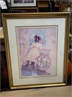 Professionally framed print little girl looking
