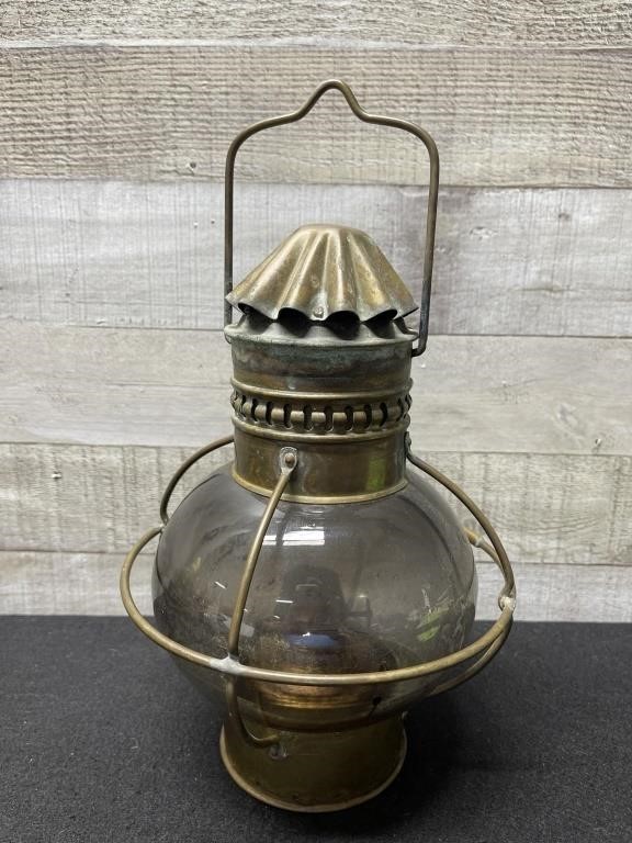 Vintage Brass Ship's Onion Lantern 13" High