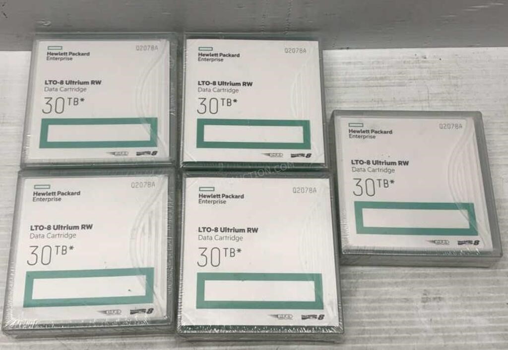 5 Hewlett Packard 30TB Data Cartridges NEW $350