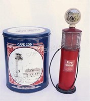 Red Route 66 Gas Pump Money Bank & Tin Container